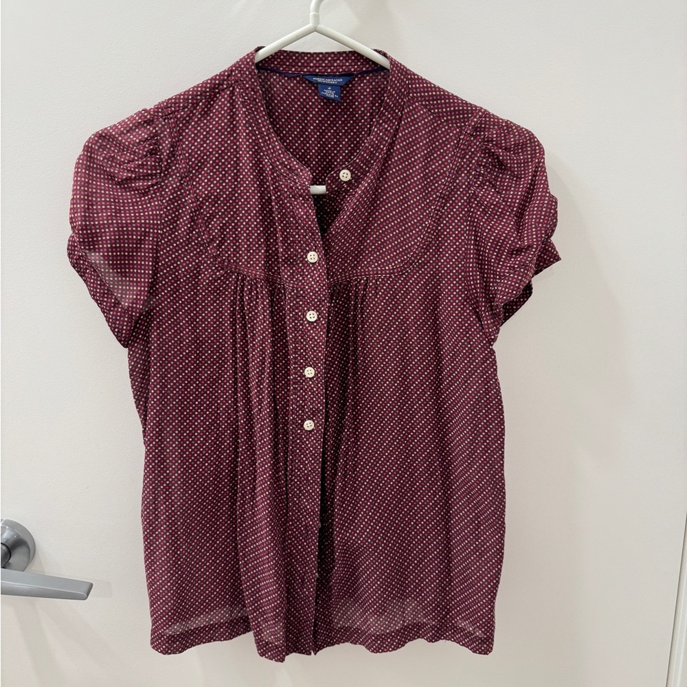 American Eagle Polka Dot Shirt/Blouse